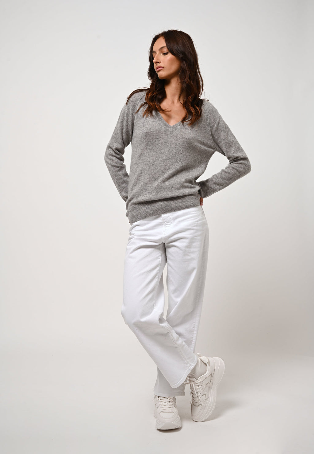 V-Neck Jumper - Giusalet - Cloudy Marl