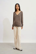 Jersey Cuello en V - Giusalet - Taupe Chiné