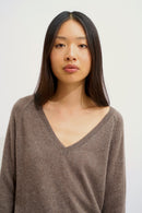 Pull Col V - Giusalet - Taupe Chiné