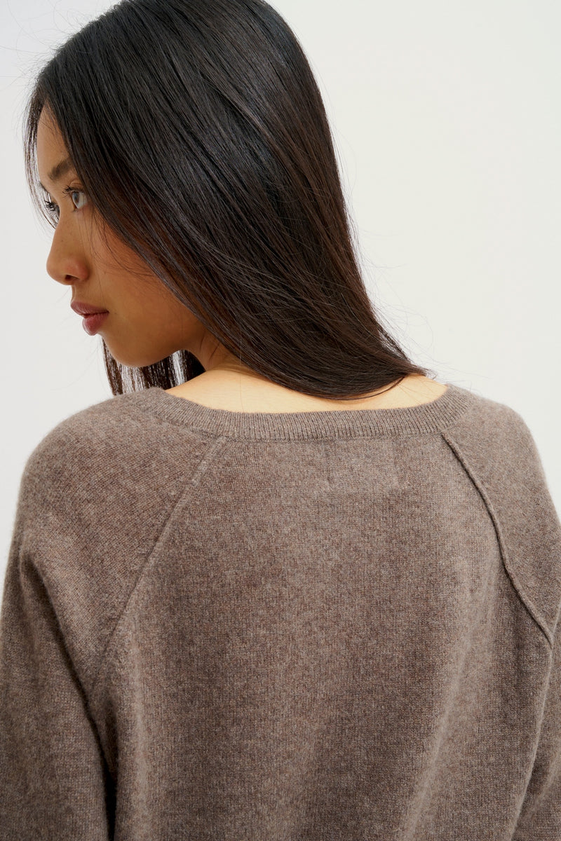 Pull Col V - Giusalet - Taupe Chiné