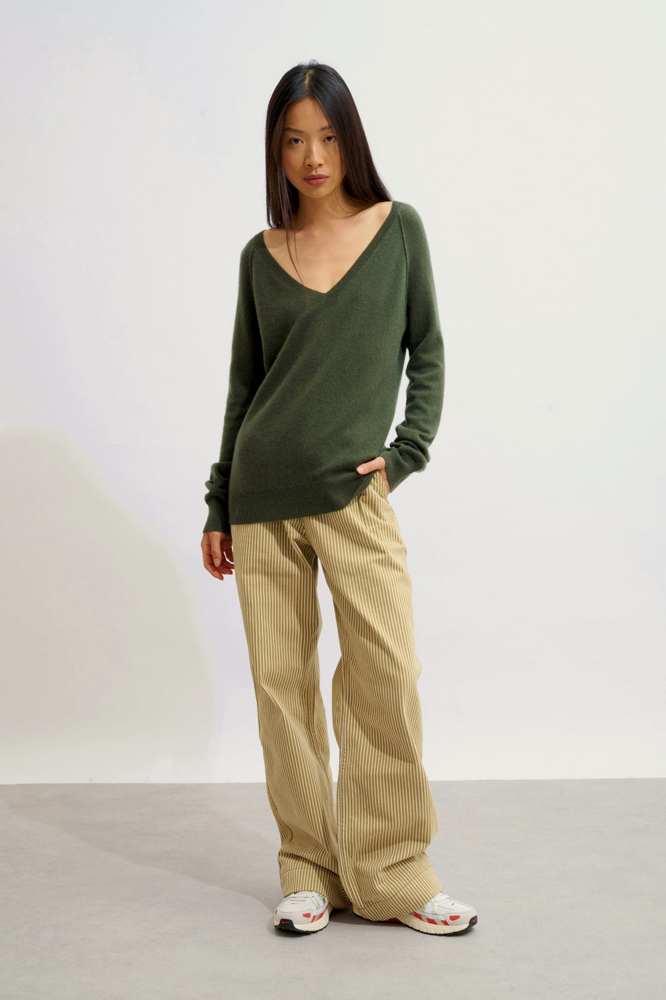 Pull Col V - Giusalet - Kaki