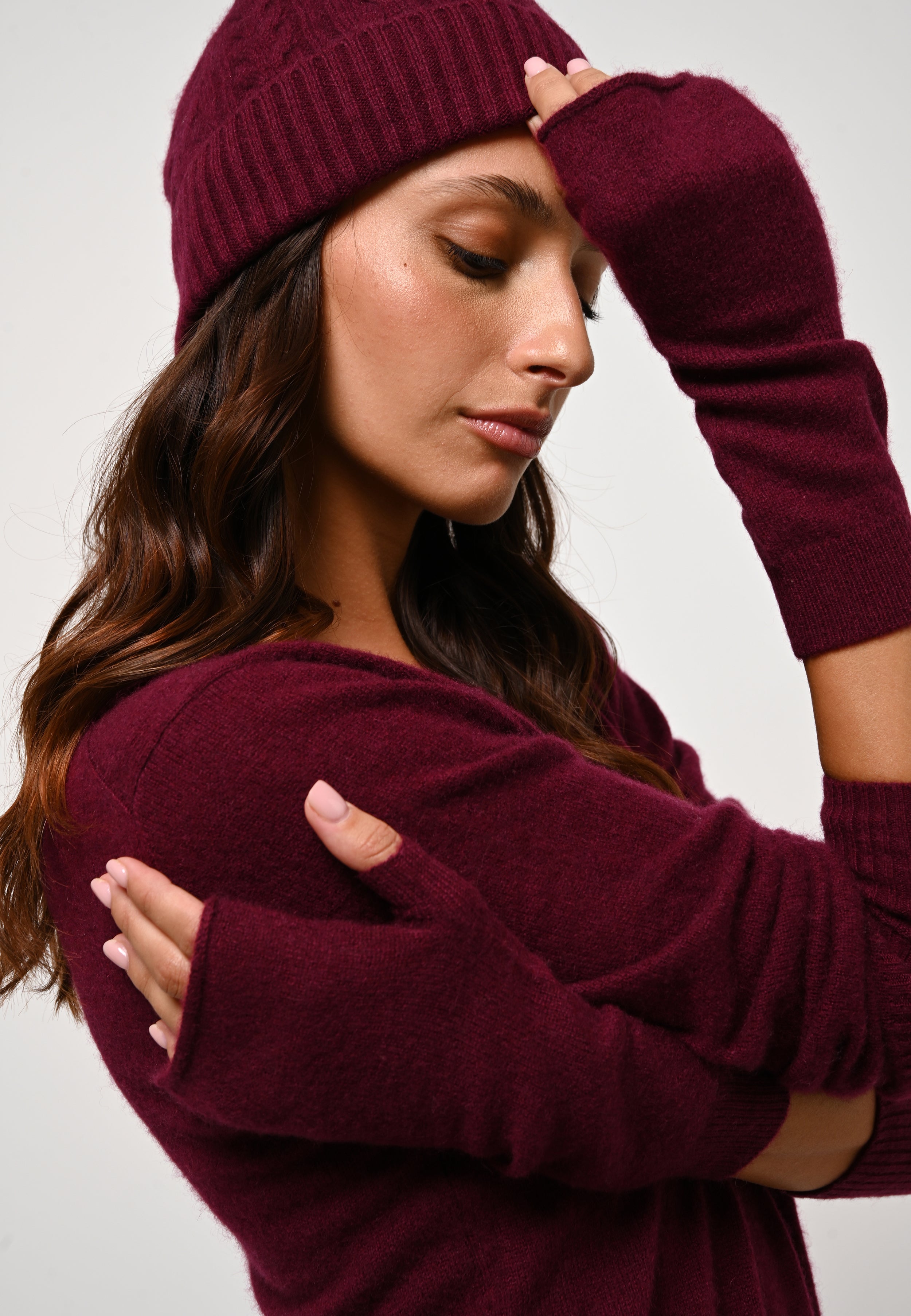 Robe Col Rond Armet - Bordeaux - 100% Cachemire 2 Fils
