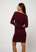 Round Neck Dress Armet - Bordeaux - 100% 2-Ply Cashmere