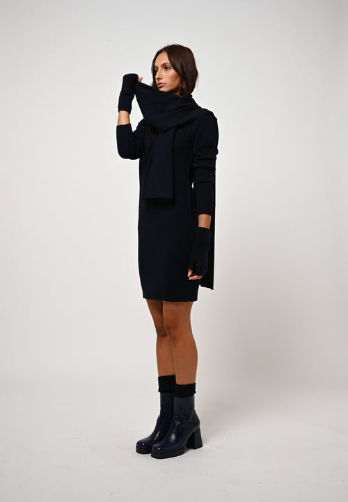 Robe Col Rond Armet - Navy - 100% Cachemire 2 Fils - Femme