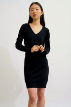 Robe Col V - Capelet - Noir