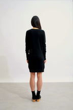 Robe Col V - Capelet - Noir
