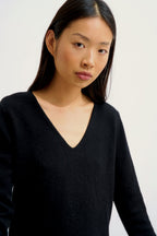 Robe Col V - Capelet - Noir