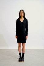 Robe Col V - Capelet - Noir