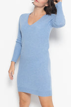 Robe Col V - Capelet - Bleu