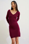 V-Neck Dress - Capelet - Bordeaux