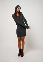 V-Neck Dress - Capelet - Anthracite Marl