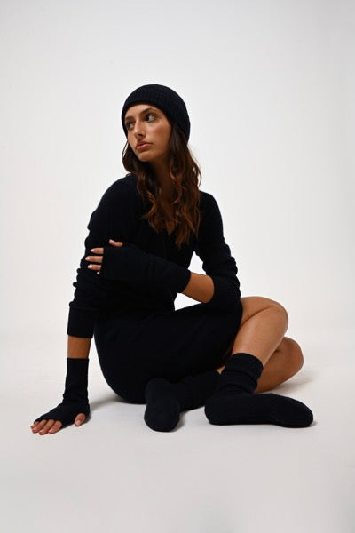 Serre Mittens - Navy - 100% 2-Ply Cashmere - Unisex