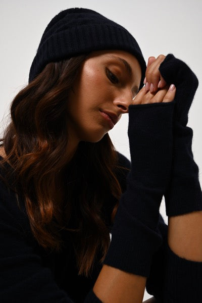 Serre Mittens - Navy - 100% 2-Ply Cashmere - Unisex