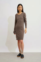 Round Neck Dress - Armet - Taupe Marl
