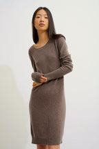 Round Neck Dress - Armet - Taupe Marl