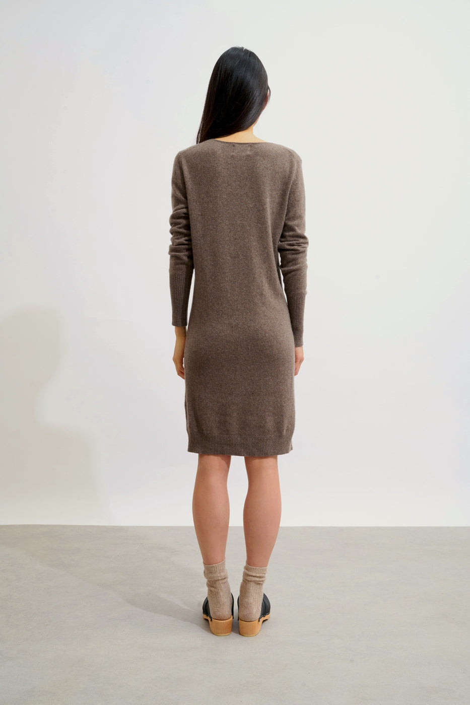 Round Neck Dress - Armet - Taupe Marl