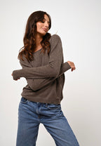 Boat Neck Jumper - Lanfon - Heathered Taupe