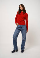 Round Neck Sweater - Ecrin - Red