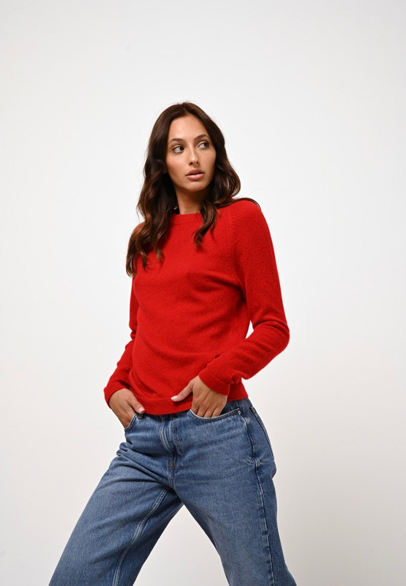 Round Neck Sweater - Ecrin - Red
