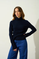 Pull Col Roulé Fornet - Navy - 100% Cachemire 2 Fils - Femme