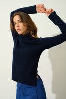 Pull Col Roulé Fornet - Navy - 100% Cachemire 2 Fils - Femme