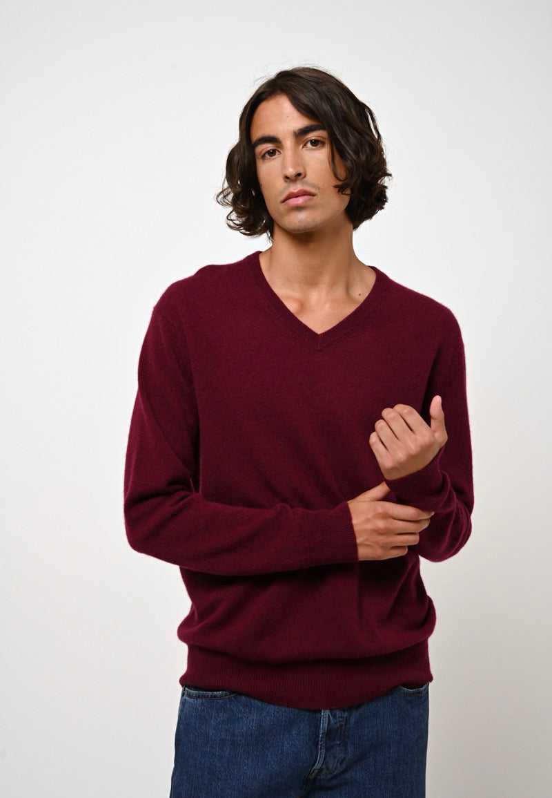Pull Col V  - Agel - Rouge