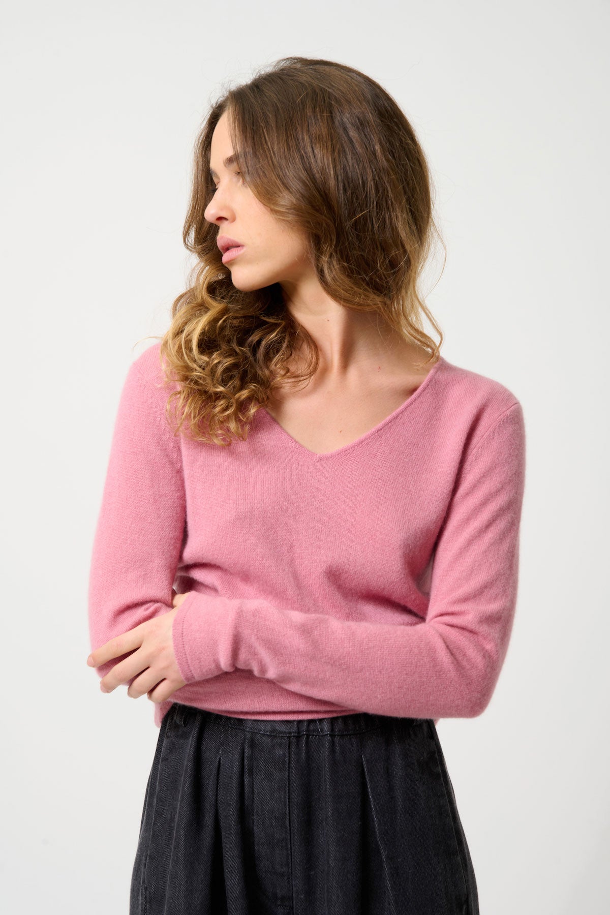 Jersey Cuello en V - Galise - Rosa