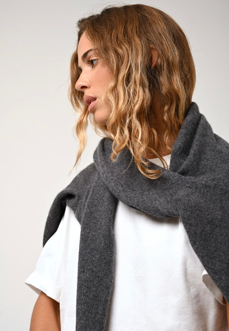 Cardigan Col V - Cimet - Anthracite Chiné