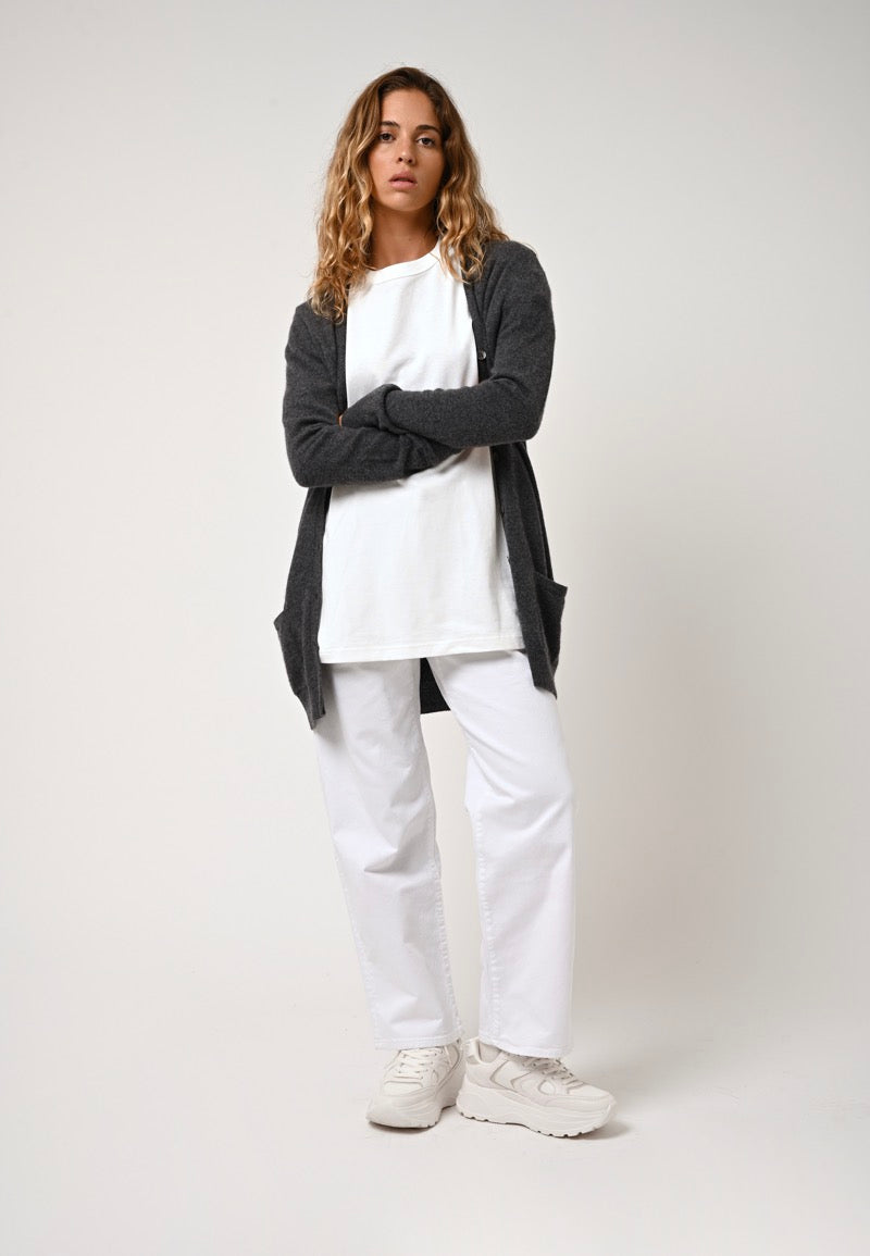 Cardigan Col V - Cimet - Anthracite Chiné