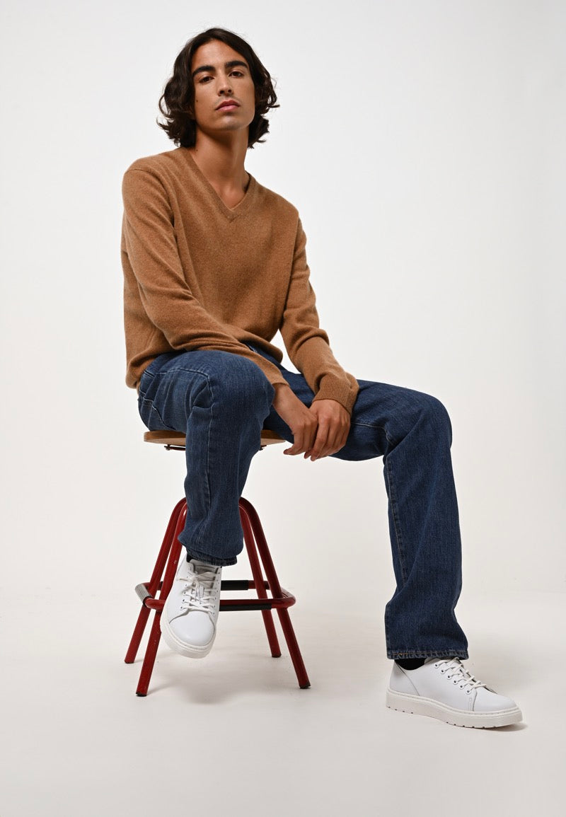 V-Neck Jumper - Agel - Hazelnut