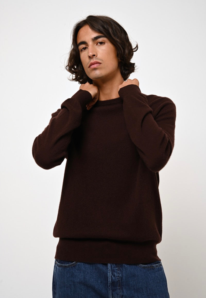 Pull Col Rond Aiglière - Choco - 100% Cachemire - Homme