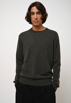Pull Col Rond Aiglière - Kaki Chiné - 100% Cachemire 2 Fils