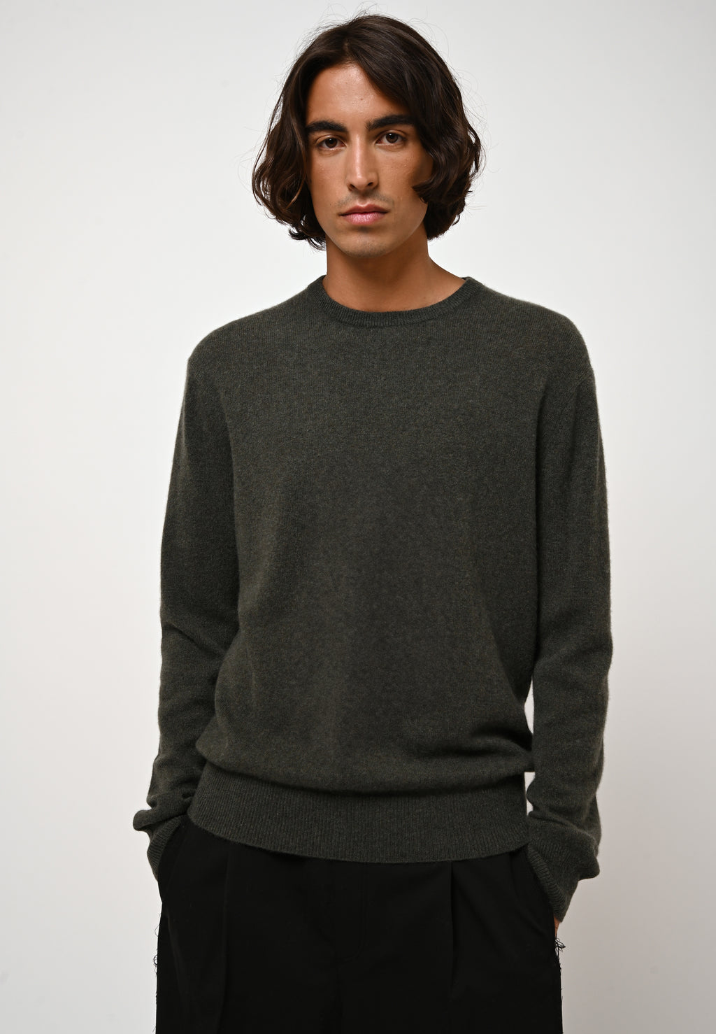 Pull Col Rond - Aiglière - Kaki Chiné