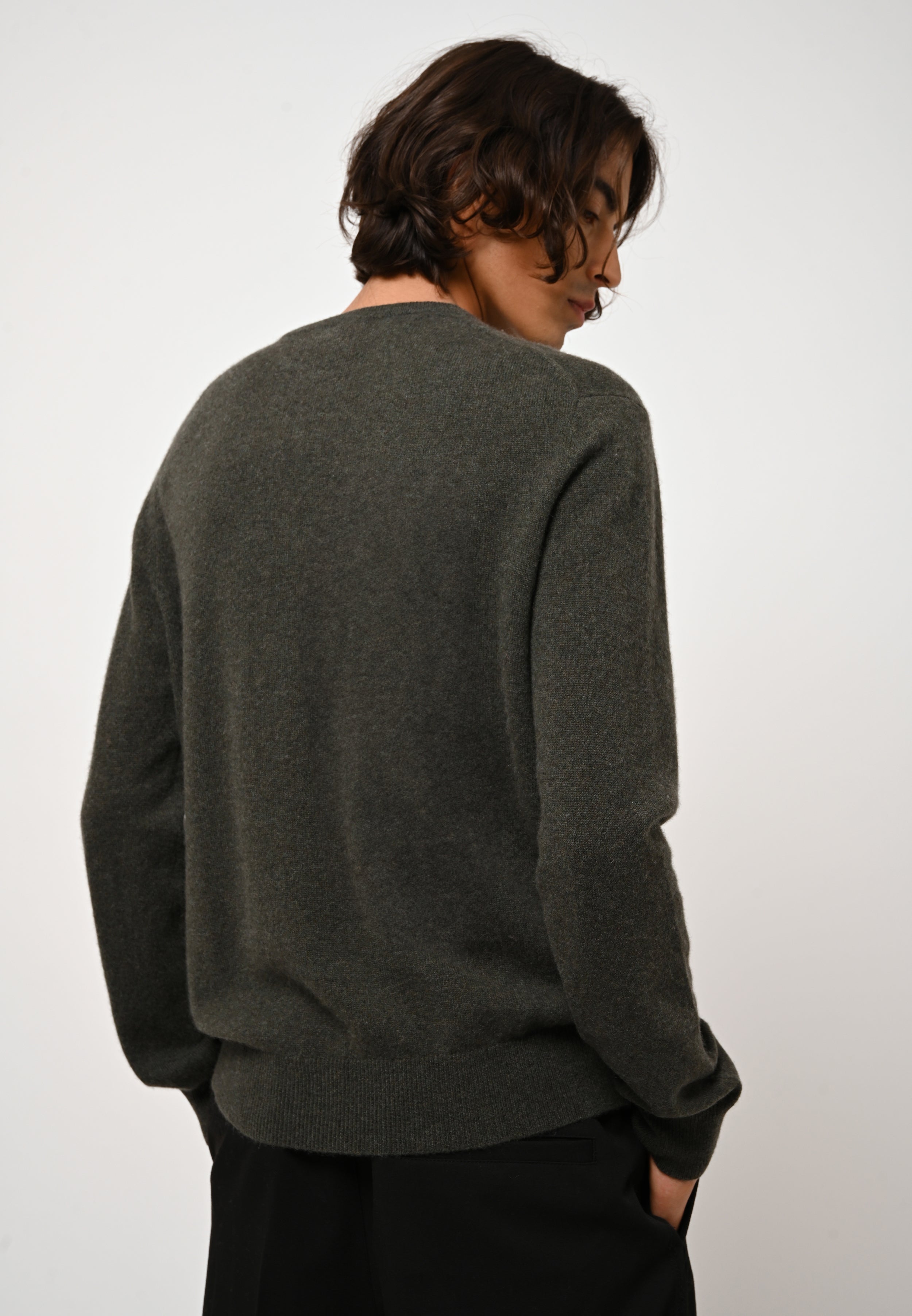 Pull Col Rond - Aiglière - Kaki Chiné