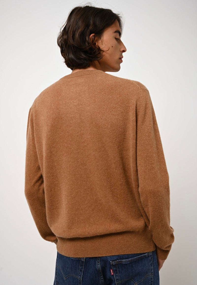 Pull Col Rond Aiglière - Noisette - 100% Cachemire 2 Fils - Homme