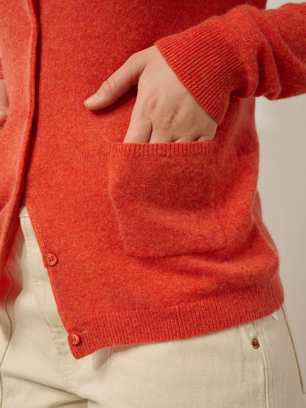 Rundhalsad Cardigan Caron - Melerad Orange