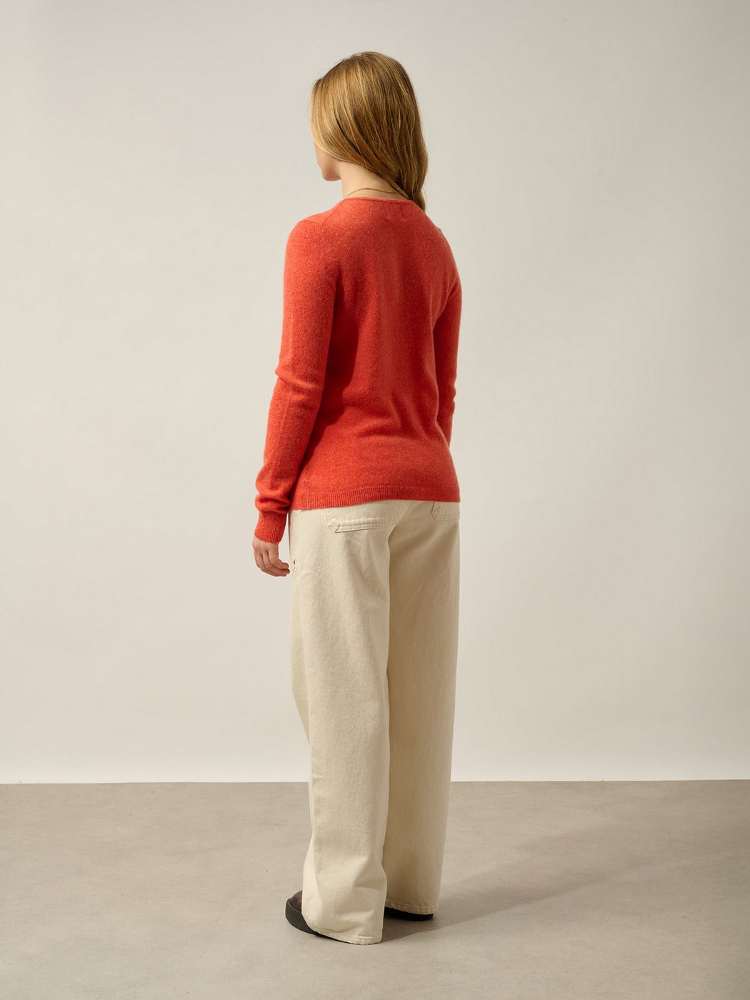 Rundhalsad Cardigan Caron - Melerad Orange