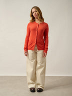 Rundhalsad Cardigan Caron - Melerad Orange