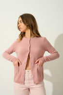 Cardigan Col Rond - Caron - Bois De Rose