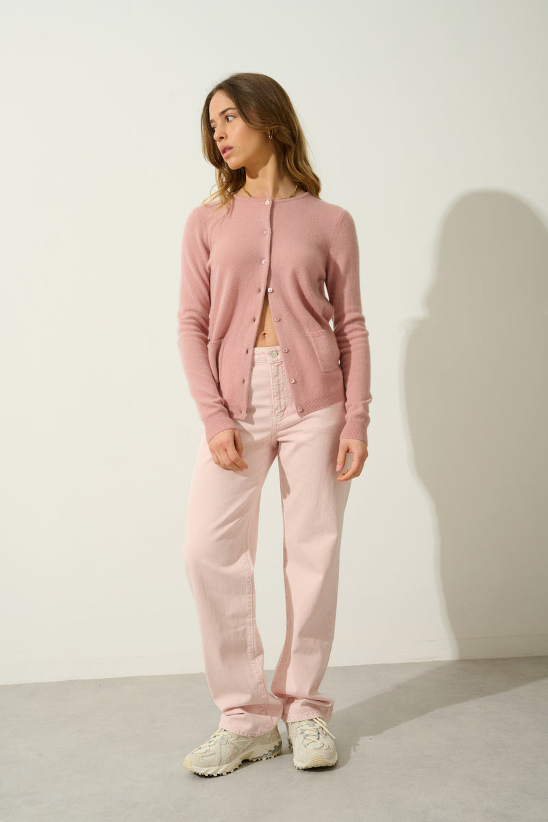 Cardigan Col Rond - Caron - Bois De Rose