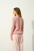 Round Neck Cardigan - Caron - Rosewood