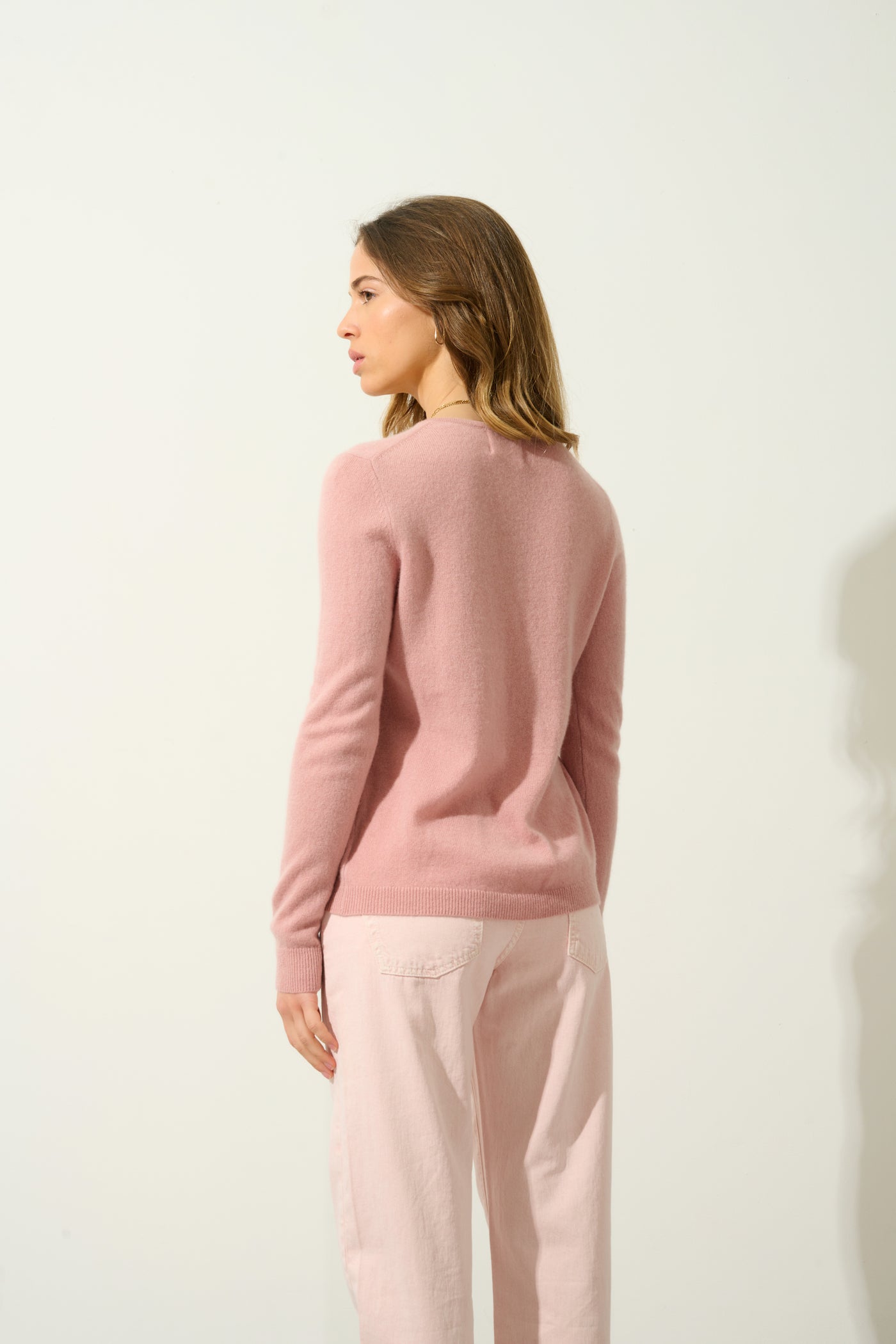 Round Neck Cardigan - Caron - Rosewood
