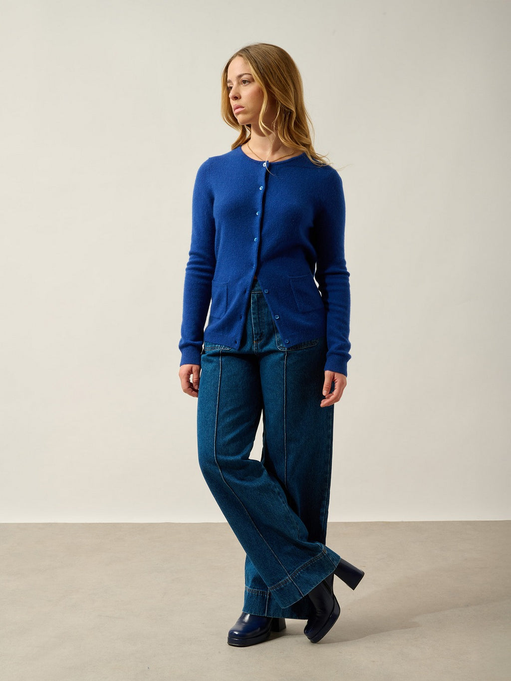 Cardigan Col Rond - Caron - Bleu