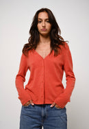 Cardigan Col V - Chalais - Orange Chiné
