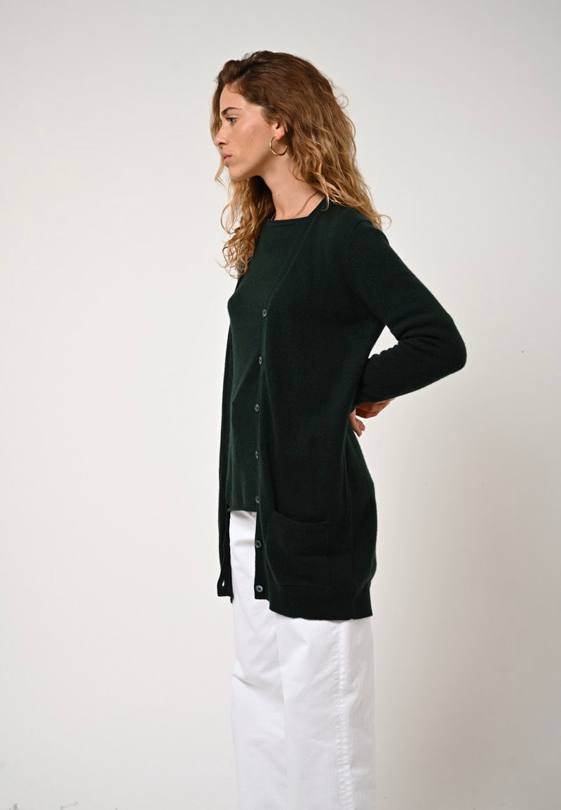 Cardigan Col V - Cimet - Cyprès