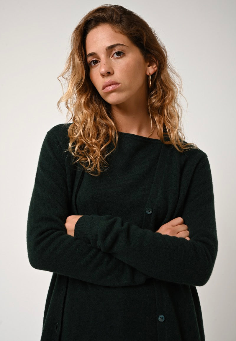 Cardigan Col V - Cimet - Cyprès