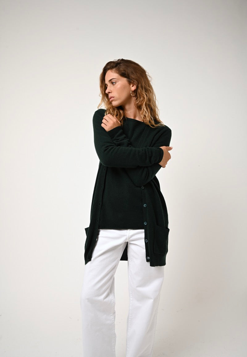 Cardigan Col V - Cimet - Cyprès