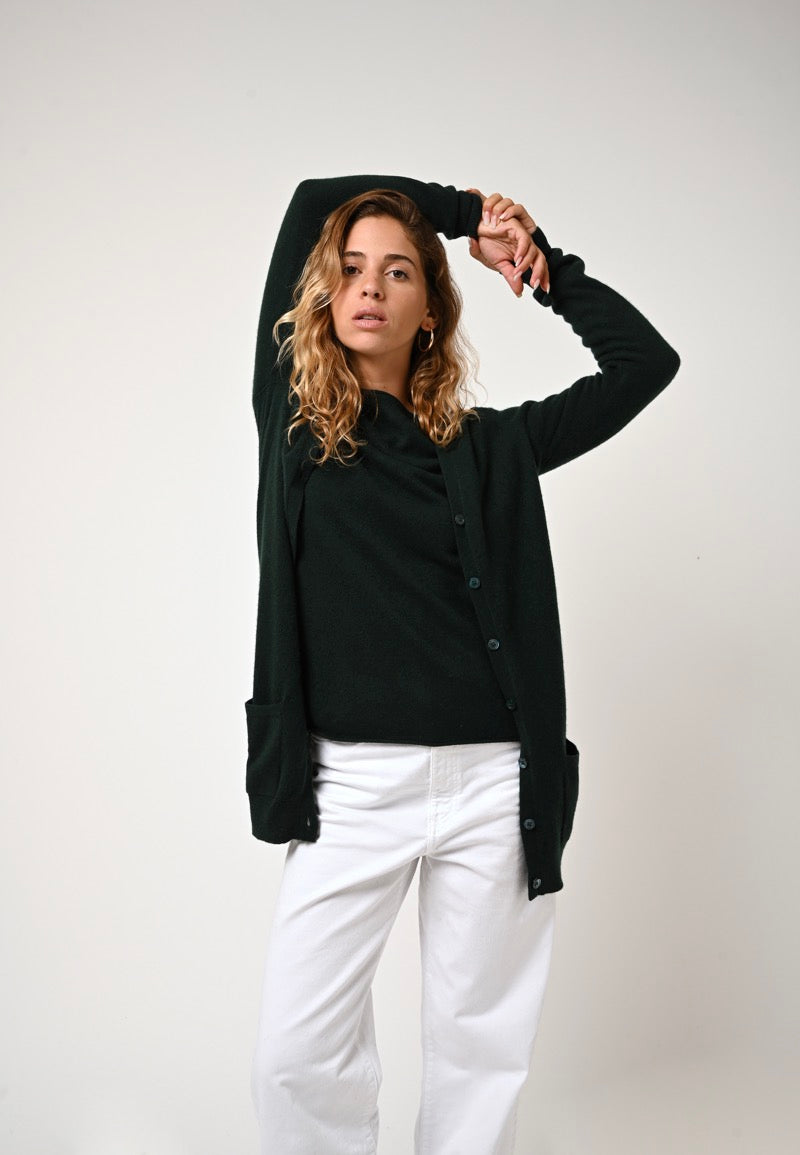 Cardigan Col V - Cimet - Cyprès