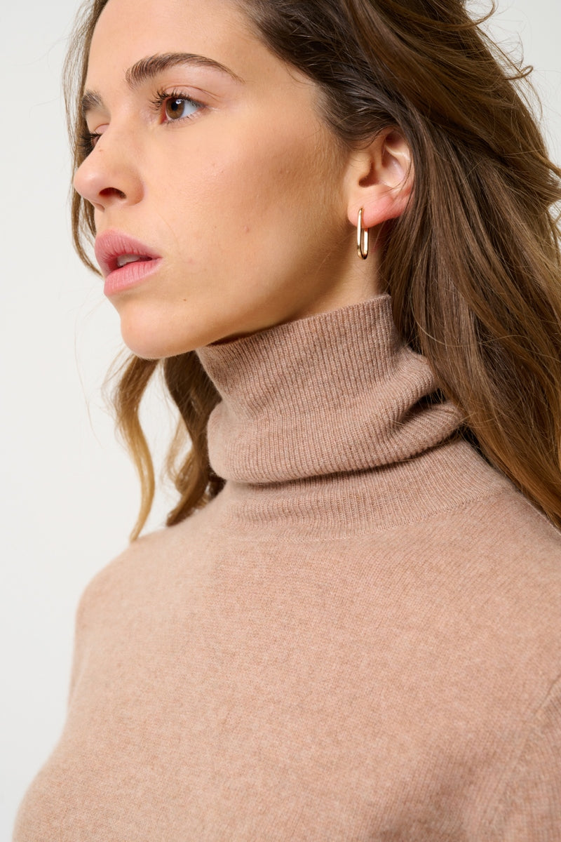 Pull Col Roulé - Bise - Camel Chiné