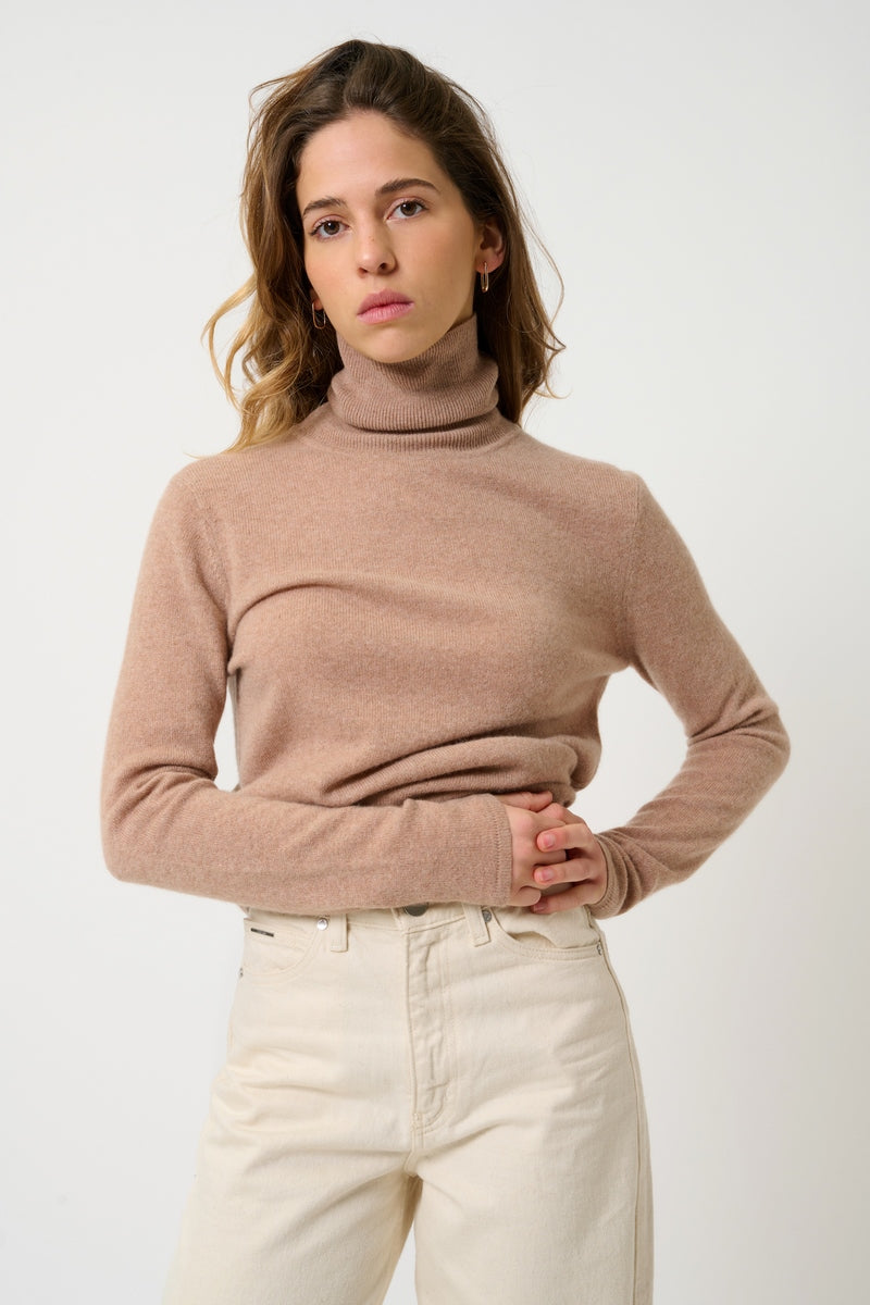 Pull Col Roulé - Bise - Camel Chiné